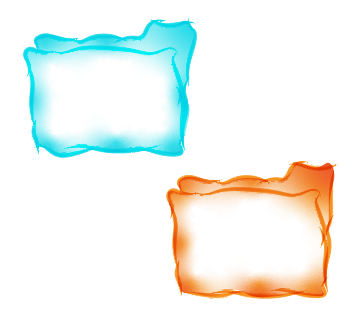 A blue and an orange portal folder